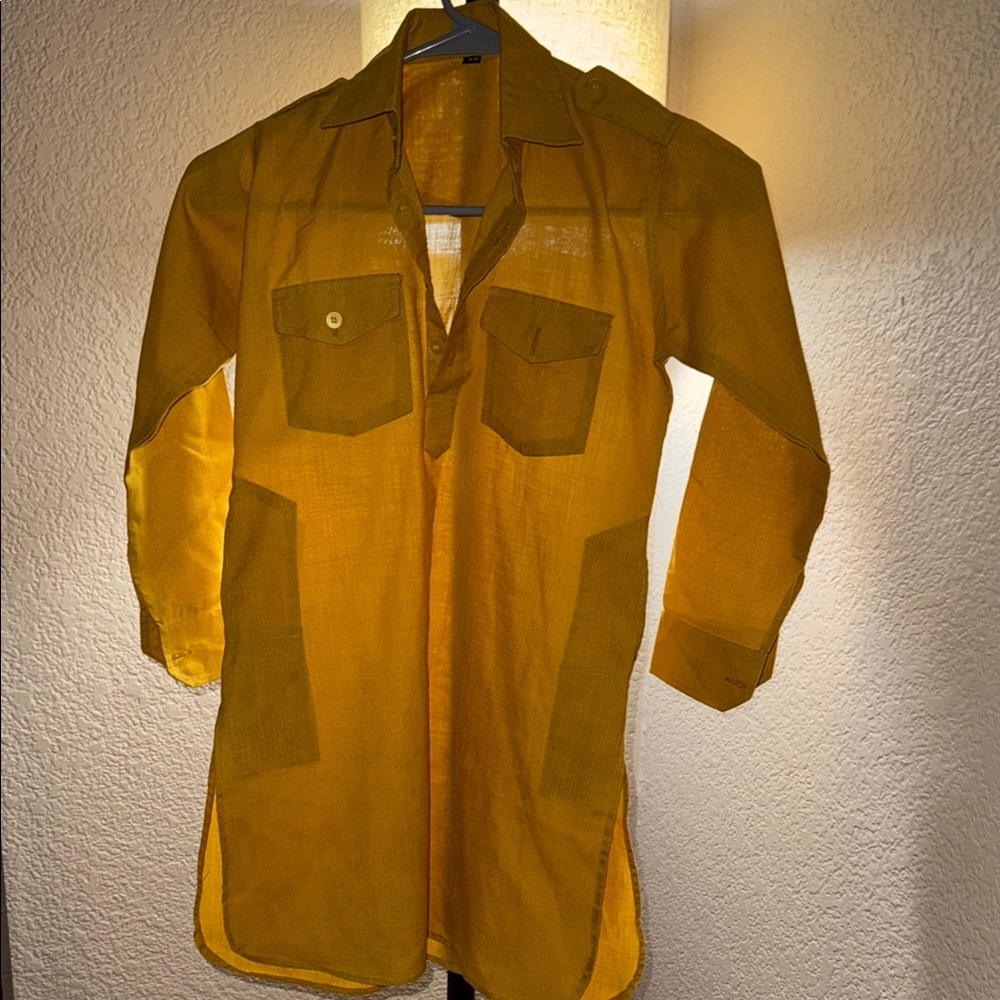 Mustard yellow kids kurta pajama pathani set